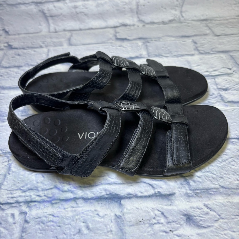 Vionic Amber Black Leather Slingback Sandals Comf… - image 4